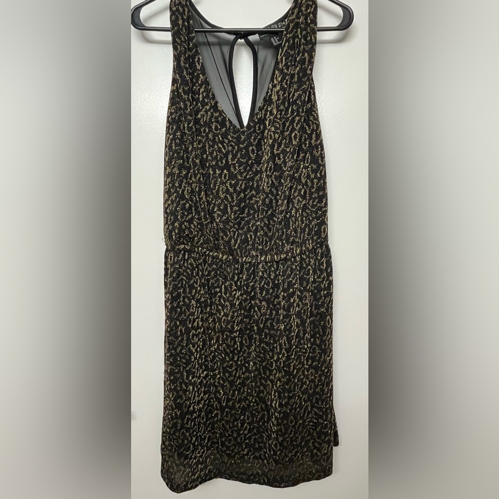 Forever 21 Black and Gold Leopard Print Dress